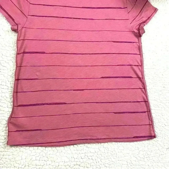 Athleta Pink Striped Organic Cotton Short Sleeve Crew Neck Athletic Tee Size S - Picture 8 of 13